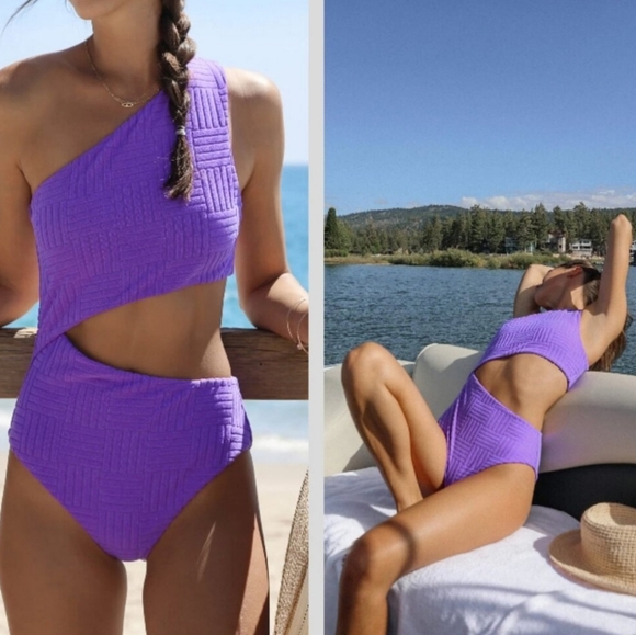 New!Beach Riot Celine One Piece Ultra Violet Terry Swimsuit
